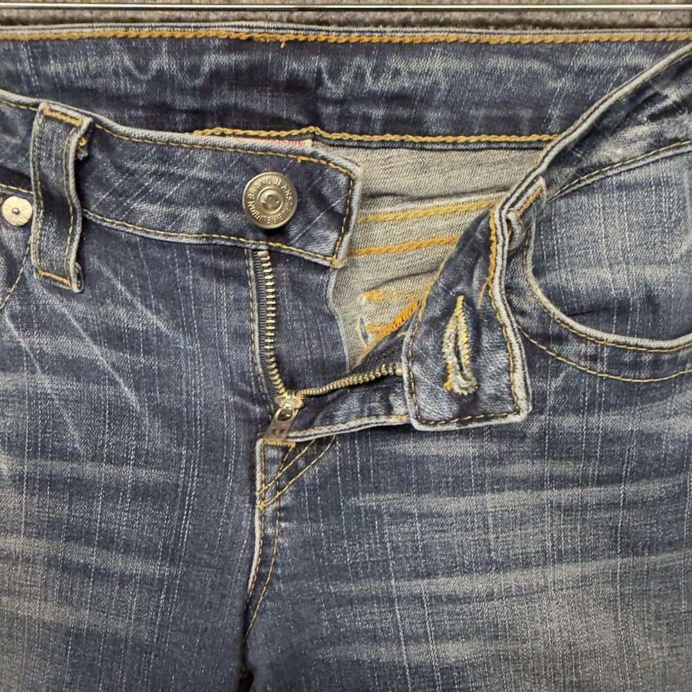 True Religion Low Rise Skinny Jeans Women’s Size 32 Flap Pocket Stitch Y2K FLAW - Picture 8 of 16